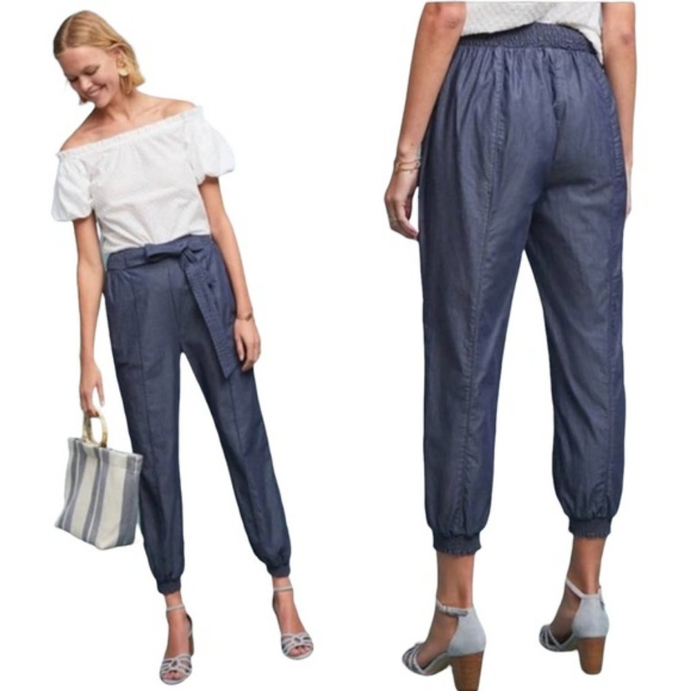 Anthropologie Chambray Globetrotter Joggers